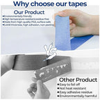10 Rolls Blue Painters Tape 2 Inch, Bulk Masking Master Tape 60 Yards, Wall Masking Tape No Residue, Multi-Surface Painter's Tape for Wall Painting Edge Treatment DIY Crafts,600 Yards Totally