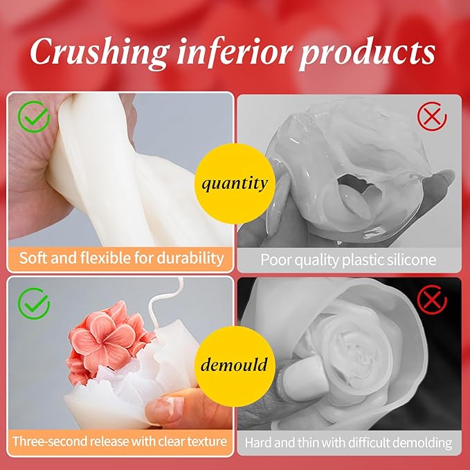 2Pcs Frangipani Flower Candle Wax molds Silicone Shapes for Wax Candles Making Valentine Flower Silicone Large Candle Wax Making molds for Candles moldes de silicona Flores para velas