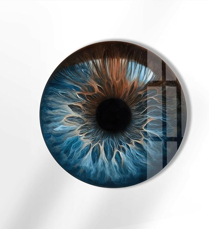 My Photostation.com 31.5''(80cm) Diameter Eye Round Blue Glass Wall Art Tempered Glass Printing Wall Decor Large Wall Art Wall Hangings