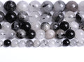 AAA Natural Black Quartz Rutilated Beads Round Loose Beads for Jewelry Making DIY Bracelet 38pcs 10mm Crystal Energy Healing Power Stone (Black Rutilated Quartz Crystal, 10mm)