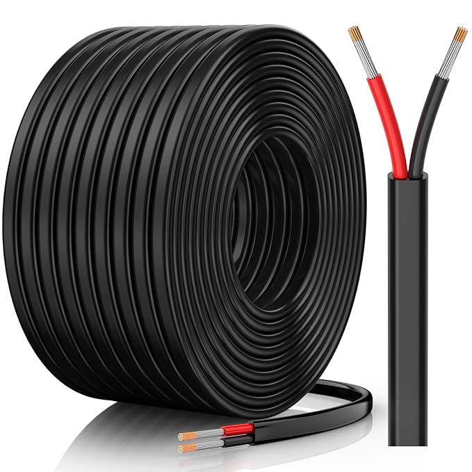 16 Gauge Wire, 16 AWG 2 Conductor Electrical Wire, Flexible/Oxygen-Free Tinned Copper/Stranded PVC 16/2 Cord for Automotive, Marine, LED Strips, Solar, RV, Lighting (50FT)