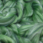 Merino Silk Luxe Tonal Designer Blend. Superfine Merino, Mulberry Silk, Tussah Silk. Top Roving for Spinning or Felting. Velvet Moss 1oz