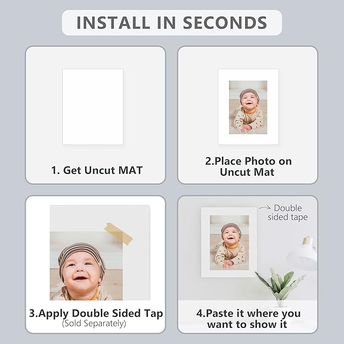 Somime 10 Pack Backing Boards, 8x10 Uncut White Mats Matboards, Acid-Free Backerboards for Art Prints, Ideal for Photos, Pictures, Prints, and Frames
