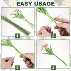 PATIKIL 32 Inch 22 Gauge Floral Stem Wire, 4 Pack/160 Pieces Bouquet Stem Paper Wrapped for DIY Crafts Flower Arrangements, Silver Tone