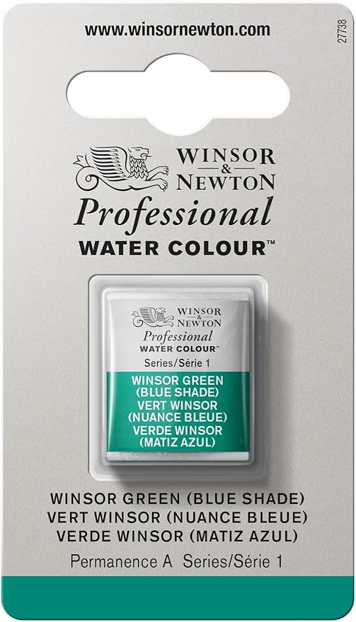 Winsor & Newton Professional Water Colour Paint, Half Pan, Winsor Green Blue Shade