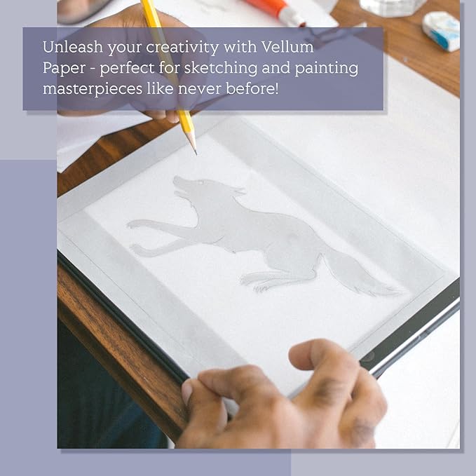 Translucent Vellum Paper 8.5 x 11, Goefun 100 Sheets Vellum Tracing Paper Printable for Invitations, Card Overlays, Belly Bands, DIYs, Sketching, Drawing