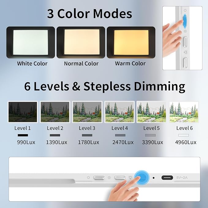 TOHETO Rechargeable Magnetic A2 Light Board 25.2''x18.4'', Large Diamond Painting Light Pad with Side Buttons, 3 Light Colors Light Box for Tracing and Drawing, Dimming LED Light Table for Sketching