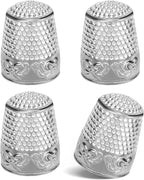 ZMAAGG 4PCS Sewing Thimbles for Hand Sewing, Metal Finger Protector, Quilting Craft Accessories for Knitting Needlework DIY Tools