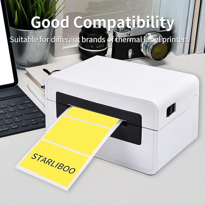 STARLIBOO 3x2 inch Color Direct Thermal Label Stickers for Shipping, Barcode, Address, Compatible with Rollo Label Printer & Zebra Desktop Printers (Yellow)