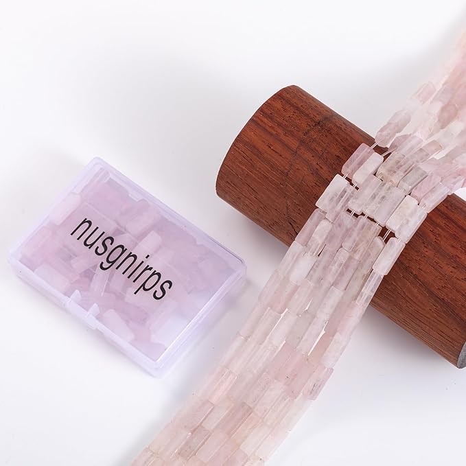 Natural Rose Quartz Crystal Rectangle Tube Beads 4x13mm 38cm/str Loose Semi Gemstone Stone Beads for Making Bracelets Necklace Earrings