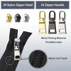 VICHERIA Zipper Repair Kit (45 Pcs), Universal Size #3 Zippers for Sewing, Replacement Slider Pull Fix Kit for Jackets, Coat, Boot, Backpack, Purse