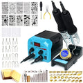 Goodcrafter Pyrography Pen 2-IN-1 Wood Burning Kit 101-IN-1,200~480°C (withTemp Display)/Wire-Nib 250~750°C Temp adjustable with 20 Nibs,53 Solid Points,12 Stencils and 15 Wood Chip(Mother's Day gift）