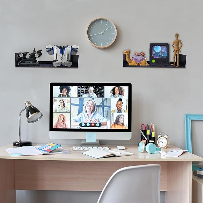 U Shape Floating Shelves Wall Mount Metal Bookshelf CD DVD Storage Display Shelves, Black Set of 3
