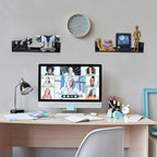 U Shape Floating Shelves Wall Mount Metal Bookshelf CD DVD Storage Display Shelves, Black Set of 2