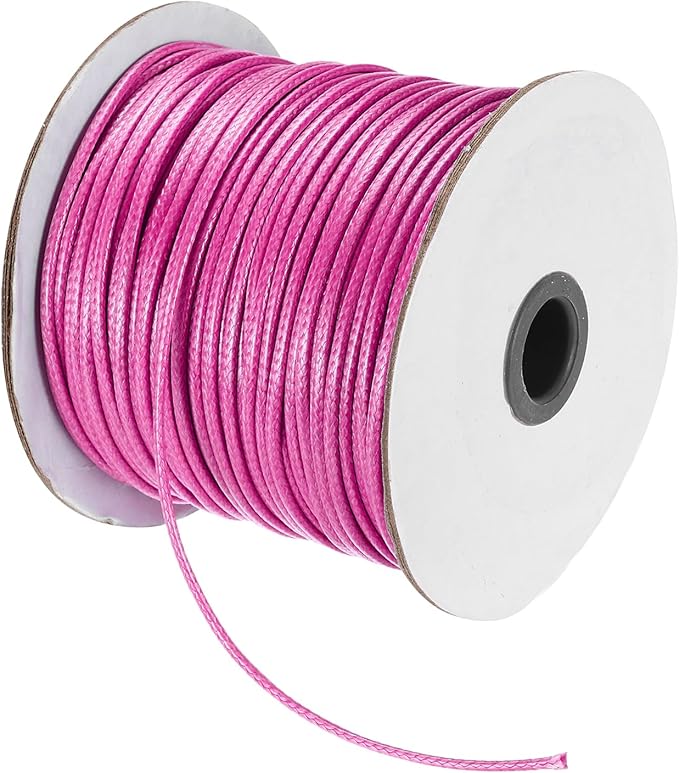 MECCANIXITY Waxed Cord 2.5mm Waxed Polyester Cord 87 Yard Wax String for Bracelet Making, Necklaces, Beading, Jewelry Making and DIY Crafts(Light Rose Red)