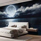wall26 Wall Sticker/Wall Mural Sea Under Moonlight, Not Peel and Stick, Non-Woven Wallpaper Decorative for Bedroom, Living Room, Office - 100x144 inches