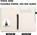 Aodaer 1 Set Lined Notebook Journal with Pen A5 Notebooks 100 GSM College Ruled Hardcover Notebook PU Leather Notepad with Pen Holder for Office School, 5.7 x 8.3 Inches, Black