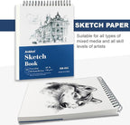 9" x 12" Sketch Book, Hardcover Sketchbook, Top Spiral Bound Sketch Pad, 100 Sheets (68lb/100gsm) Drawing Paper Pad, Art Supplies for Adults for Kids Drawing Notebook.