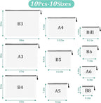 10pcs Mesh Zipper Pouch Bags, 10 Sizes Zipper Bags for Organizing, Mesh Bags With Zipper, Plastic Zipper Pouches, Black Zipper Pouches for Puzzle, Board Game Storage, Travel Pouch