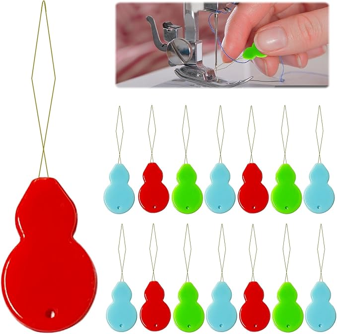 Needle Threaders, Plastic Needle Threaders for Hand Sewing, Gourd Shaped Sewing Machine Needle Threaders with Clear Box, Threader for Small Eye Needles, Embroidery, DIY Arts, 30 PCS