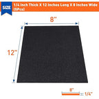 MAGZO 5Pcs Adhesive Foam Padding 1/4 in Thick X 12 in X 8 in,Closed Cell Foam Sheets Neoprene Rubber Self Stick Pads Anti Vibration Pads,Black (12in x 8in x 1/4in, 5Pcs)