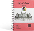 Elan A5 Sketchbook, 80 Sheets Italian Paper 80 lb/120 GSM, Acid-Free Sketch Book 8.3x5.8 Inch, White Drawing Paper Pad, Spiral Bound Sketchbook A5
