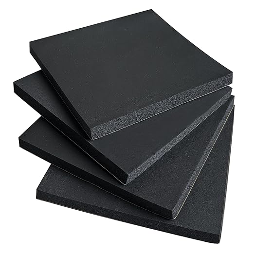 4 Pieces Adhesive Foam Padding 1/2 in Thick X 6 in X 6 in, Anti Vibration Pads, Closed Cell Foam Pads for Anti-Slip, Shock Absorption