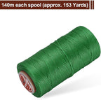 uxcell Flat Leather Sewing Waxed Thread, 140m / 153 Yards Polyester Wax String, 300D Wax Stitching Cord for Leather Crafts, Bookbinding, Bracelets Braided, Dark Green