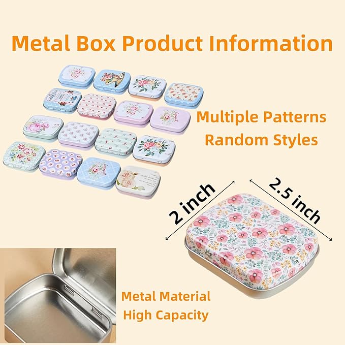 Round Shape Knitting Stitch Markers,50Pcs Multicolor Metal Stitch Markers with Floral Design Small Tin Box