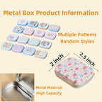 Round Shape Knitting Stitch Markers,50Pcs Multicolor Metal Stitch Markers with Floral Design Small Tin Box