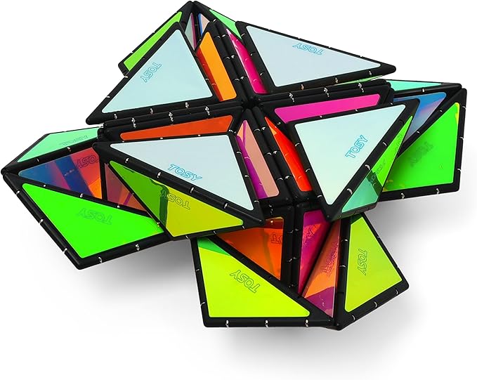 TOSY Magnet Pyramid Glow - 1 Cube Transforms into 1 Billion Shapes, 12 Pieces, 243 Rare Earth Magnets, Glowing, Holographic Design Magnet Tiles Creative Puzzle STEM/STEAM Toy, 2-Pack
