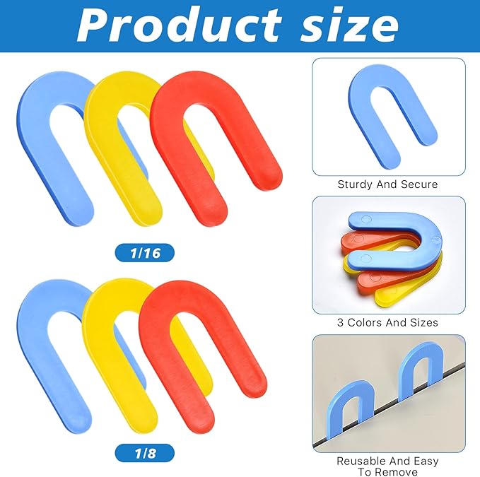 Horseshoe Shim Tile Spacers 1/8 Inch Tile Spacers U Shape Plastic Shims for Tile Leveler Spacers (1/8 Red 1000 pieces)