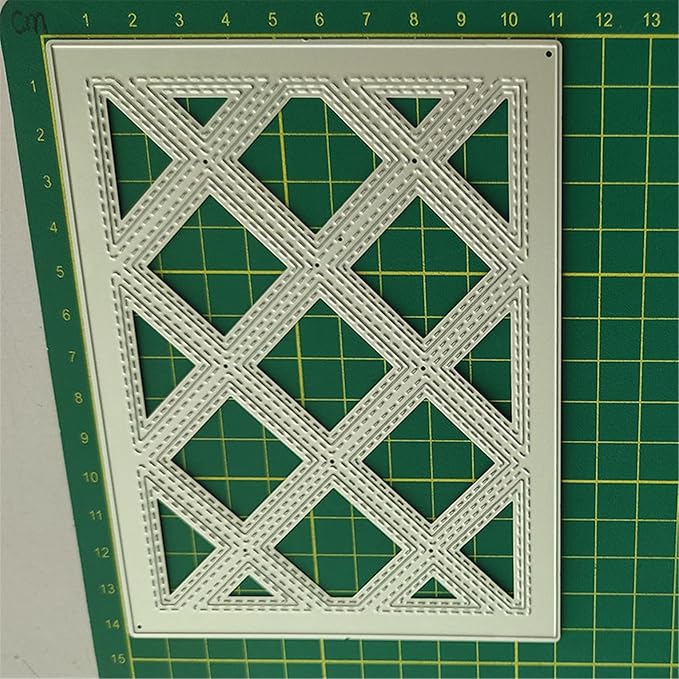 Cutting Dies Metal Stencils Scrapbooking Tools Flowers Lace Frame DIY Embossing Template for Paper Card Making Album Arts Crafts Supplies (Diamond Grid-14.3x11.1cm)