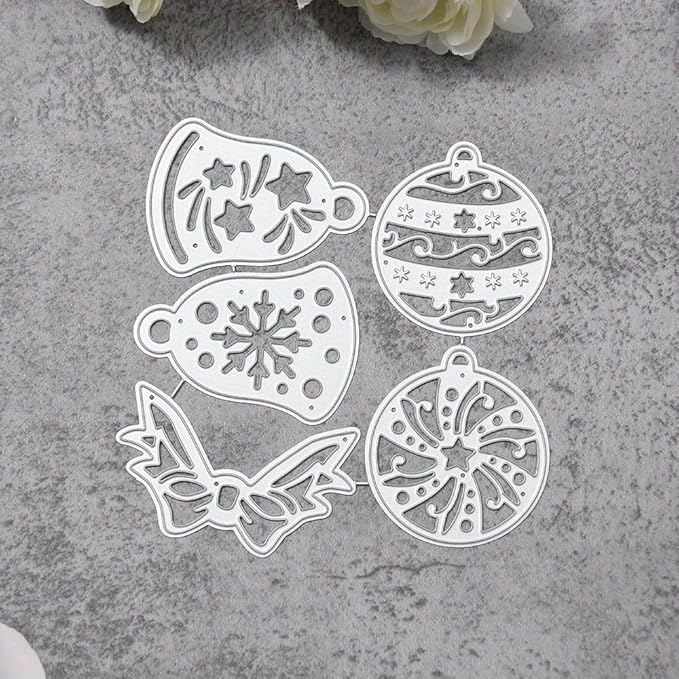 Lapoo Festivals Metal Cutting Die for Scrapbooking - Durable, Cut Stencils for DIY Scrapbook Photo Album Decorative Paper Card, Card Making Supplies, Embossing (Christmas Bells and Bows 4.7 x 4.6 in)