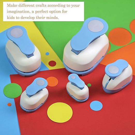Set 5 Circle Paper Punch 0.3'' / 0.6'' / 1'' / 1.5'' / 2'', Scrapbooking Hole Punches Crafting, Design for Office Supplies, Card Making, DIY Photo Album.