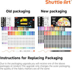 Shuttle Art 36 Colors Fabric Markers, Permanent Shirt Markers for Clothes Sneakers Jeans with 11 Stencils 1 Fabric Sheet, Fabric Pens for Kids Adult Painting Writing
