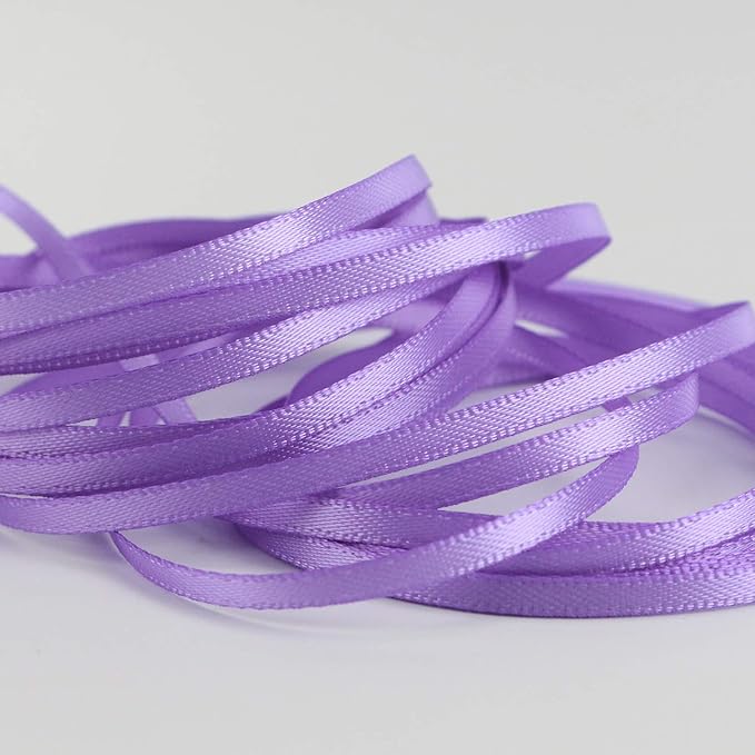 HUIHUANG Solid Color Satin Ribbon 1/8 inch x 100 Yards Roll Ribbon Light Purple Thin Ribbon for Crafts Sewing Gift Wrapping DIY Bows (Hyacinth)