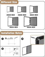 28"x26" Enclosed Bulletin Board, Lockable Weather-Resistant Aluminum Cork Noticeboard for School & Office, Black Frame w/Grey Flet