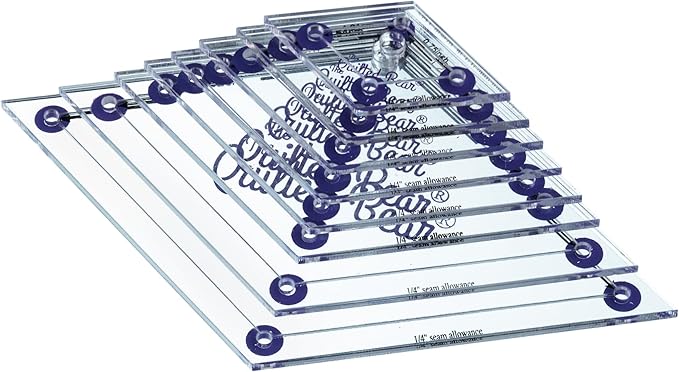The Quilted Bear Diamond Quilting Templates – 8 Clear Non-Slip Acrylic Quilt Templates for Precise Fabric Cutting & Stress-Free Machine Quilting - Ideal for Quilt & Sewing Supplies (¾–3")