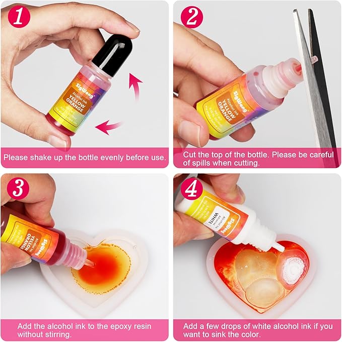 Alcohol Ink Set - 36 Bottles Vibrant Colors High Concentrated Alcohol-Based Ink, Concentrated Epoxy Resin Paint Colour Dye Great for Resin Petri Dish, Coaster, Painting, Tumbler Cup Making(10ml Each)