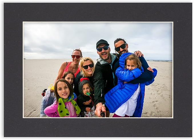 5.5x8.5 Mat for 8.5x11 Frame - Precut Mat Board Acid-Free Black 5.5x8.5 Photo Matte For a 8.5x11 Picture Frame, Premium Matboard for Family Photos, Show Kits, Art, Picture Framing, Pack of 1 Mat