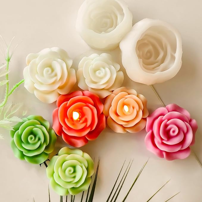 2 Pack Flower Soap & Candle Mold - Silicone 3D Molds for Flower, Peony & Home Decor - Resin Casting & Making Molds