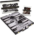 Backgammon Set 18 inch, Large - Classic Board Game for Adults and Kids with Premium Leather Case - Includes Strategy & Tip Guide (Black)