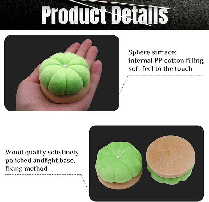 Uxney Pin Cushion,Wooden Sewing Pin Cushion Pincushion Needle Cushion for Sewing Quilting Needlework DIY Crafts(Green,2 PCS)
