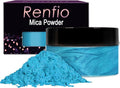 Renfio 100g Mica Powder Pigment, Metallic Natural Dye Mineral Pearl Shimmer Epoxy Resin Dye for Painting Soap Making Slime Bath Bombs 3.5 Oz - Atomic Blue