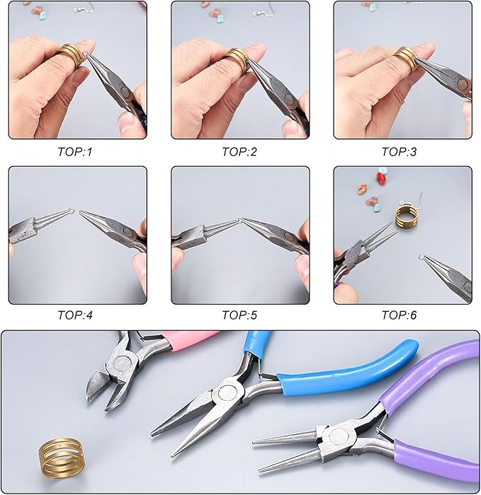 3 Pcs Jewelry Pliers Set - Needle Nose, Round Nose and Wire Cutters for Jewelry Making, Repair and Crafts，Wire Wrapping Beading Crafts Pliers
