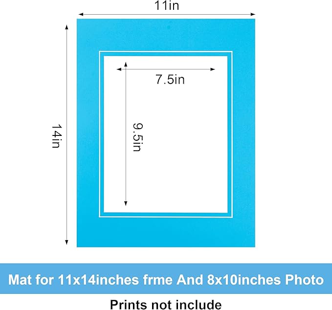 HOTUO 10 Pack Colorful 11x14 Picture Mats, Pre-Cut Picture Frame Mat with Ivory Core Bevel Cut for 8x10 Photo, Signature Friendly 4 Ply Thickness Photo Mat for Frames (Colorful with V-Groove)
