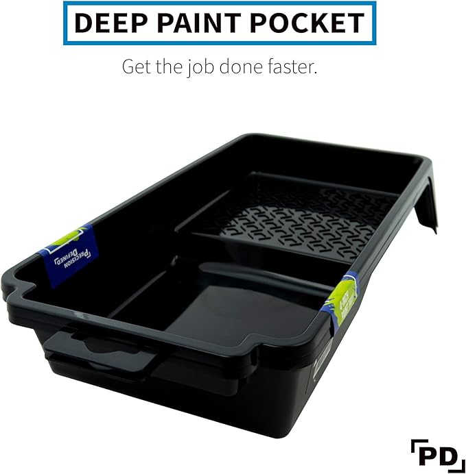 Precision Defined Paint Trays, Paint Roller Trays Liner, Plastic Paint Pan for Roller Brushes, Painting Tray for Painting with Deep Paint Pocket (Paint Roller Tray (2-Pack), 4-inch)