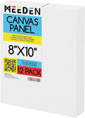 MEEDEN 12-Pack 100% Cotton Canvas Boards for Painting - 8x10'' Blank Canvas Panels for Oil & Acrylic Painting, Ready to Paint Art Supplies for Professional Artists, Students