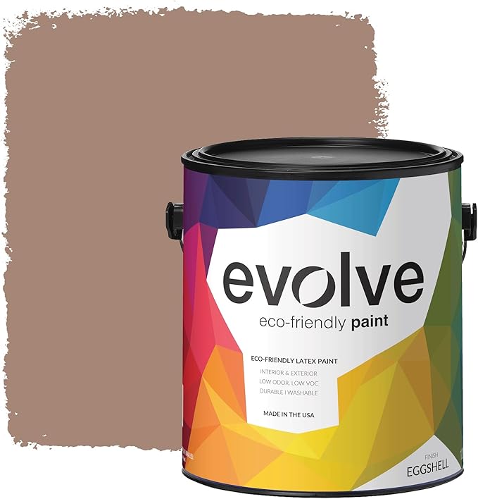 EVOLVE Paint & Primer: Environment-friendly, Low Sheen with One-coat Coverage for Interior & Exterior surfaces (Feather Brown, 1-Gallon)